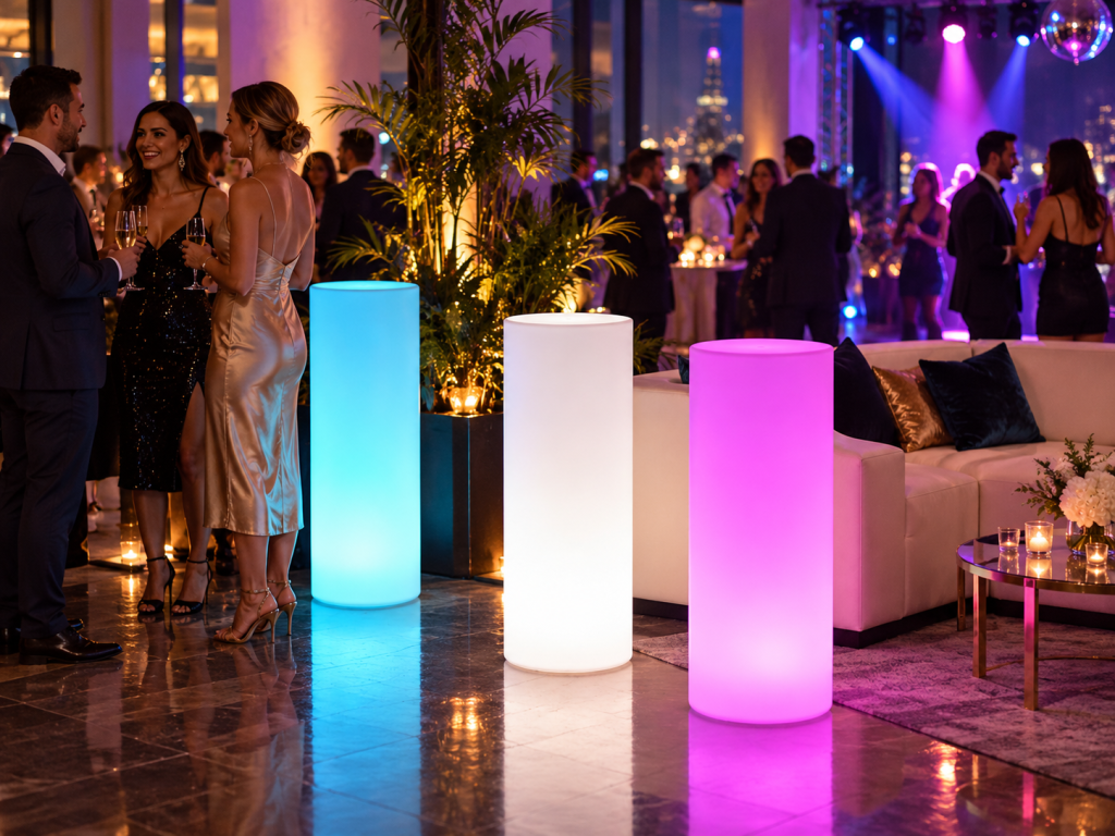 Colonnes lumineuses LED de différentes couleurs