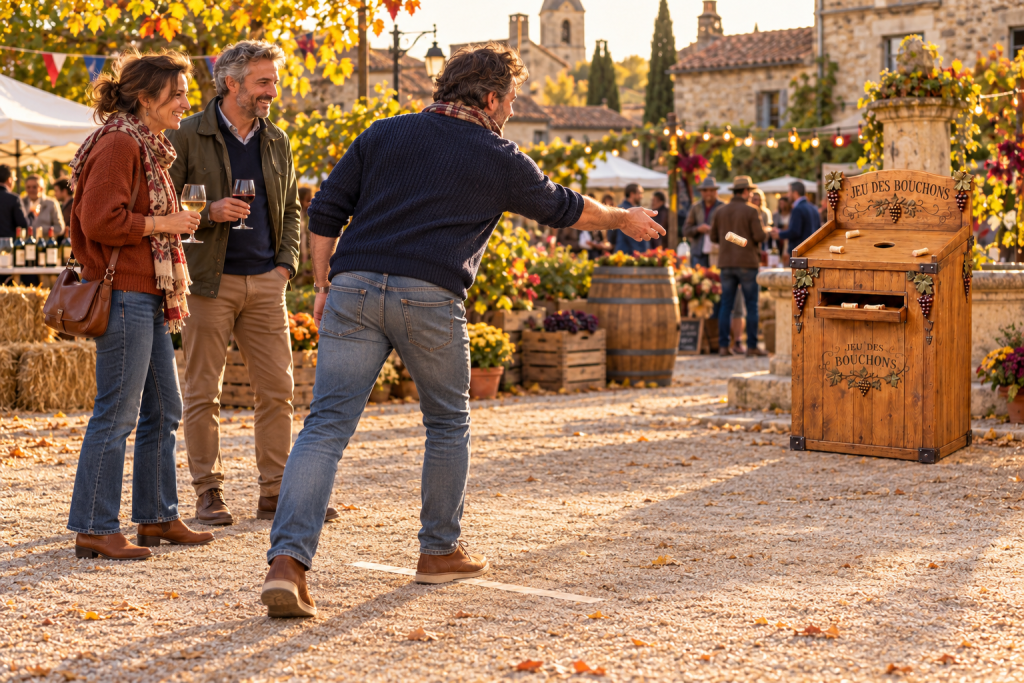 Jeu des bouchons aux vendanges