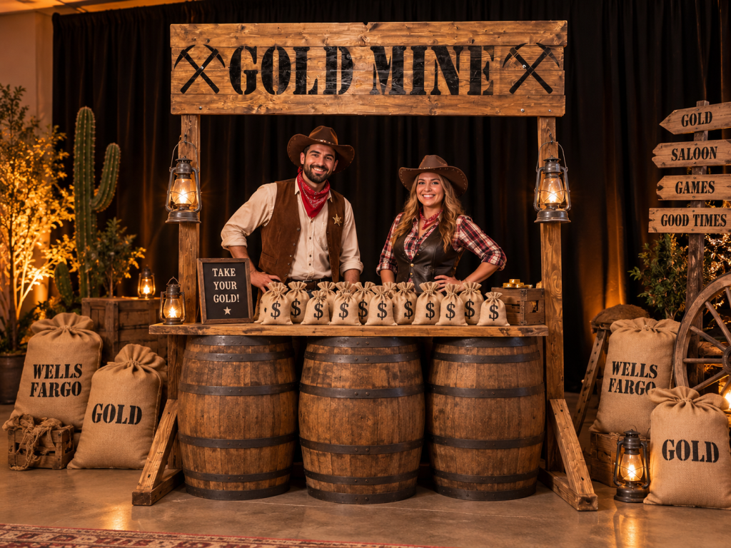 Décor Mine d’Or en ambiance soirée Far West