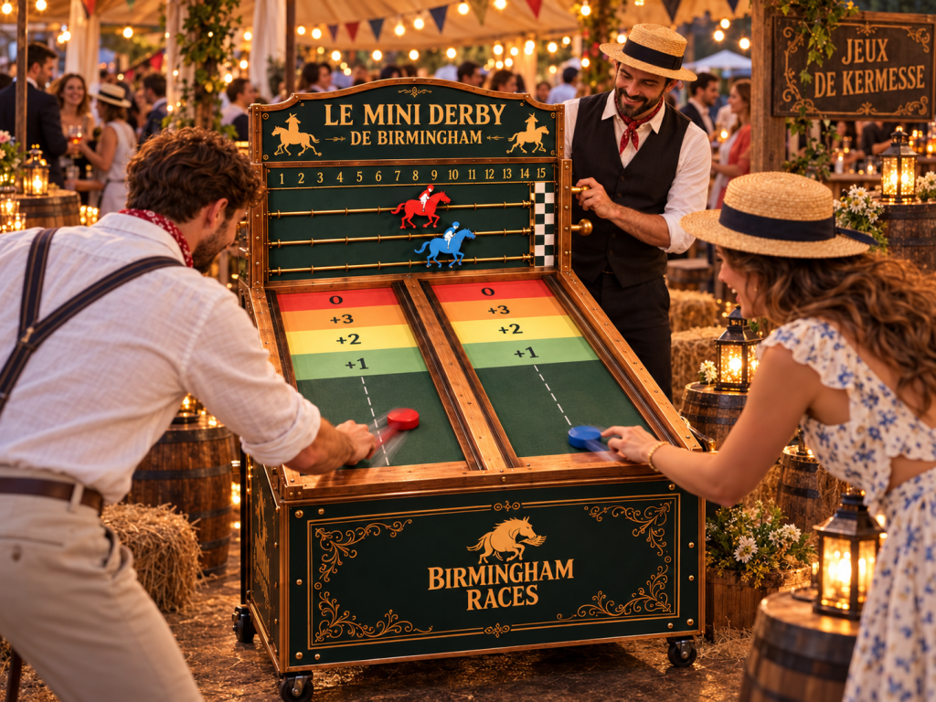 Mini-Derby de Birmingham, jeu de course de chevaux pour deux joueurs dans une soirée chic